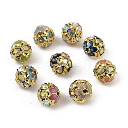 Brass Enamel Beads KK-L236-01D-G-1