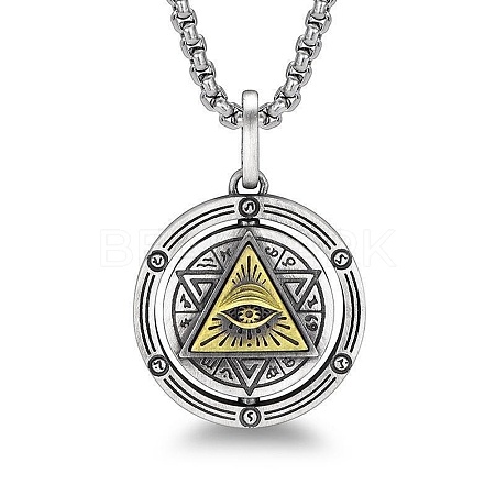 Spinner Star of Daivd with Eye 201 Stainless Steel Pendant Necklace MATO-PW0001-065-1