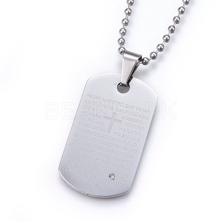 304 Stainless Steel Pendant Necklaces NJEW-L147-01P-1