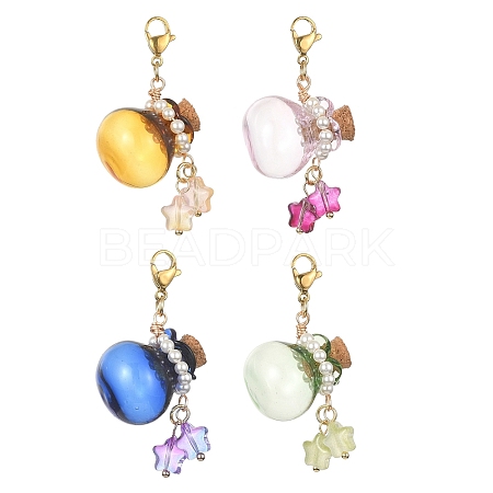 Glass Empty Wishing Bottles Pendant Decorations HJEW-TA00062-1