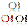 FIBLOOM 3 Pairs 3 Colors Brass Flower Pattern Hoop Earrings EJEW-FI0003-07-9