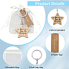 20Pcs Plywood Alloy Star Keychains KEYC-BM0001-01-7