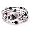 2Sets 2Pcs Bohemian Multi-Layered Natural Dyed & Heated Black Agate Wrap Bracelet Women's Jewelry MV3343-10-1