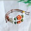 Flower Ceramic Beads Braided Bead Bracelets FS-WGBFE2E-10-1