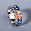 Eye Pattern Brass Micro Pave Clear Cubic Zirconia Enamel Finger Rings FS-WGB4C19-02-1