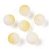 Frosted Baking Paint Crackle Glass Beads with Glitter Powder DGLA-T004-01I-1