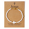 Beach Vacation Style Cross White Shell Beaded Bracelets for Women JM1920-1