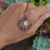 Copper Wire Wrapped Moon with Synthetic Moonstone Drop  Pendant Necklaces FS-WG5A52F-01-3
