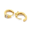 Square Rack Plating Brass with Clear Cubic Zirconia Hoop Earrings for Women EJEW-G409-05G-2