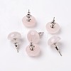 Half Round Dome Natural Rose Quartz Stud Earrings EJEW-L171-05-2