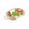 Glass Seed Beaded Oval with Flower Pendants PALLOY-MZ01061-01-4