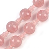 Natural Rose Quartz 3-Hole Guru Beads Strands G-H064-E01-02-1