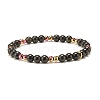 2Pcs 2 Style Natural Obsidian & Synthetic Hematite & Wood Stretch Bracelets Set with Planet Charm BJEW-JB07616-7