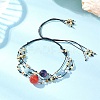 Natural Carnelian & Tiger Eye & Blue Quartz & Nylon Thread Adjustable Multi-strand Bracelets BJEW-MZ00238-02-2
