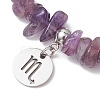 Natural Amethyst Chip Beaded Stretch Bracelets BJEW-JB11133-10-3