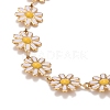 Enamel Daisy Link Chain Necklace NJEW-P220-01G-01-2