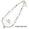 Beach Colorful Glass Beaded Alloy Heart Pendant Necklaces for Women NM2683-4