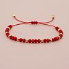 Glass & Brass Round Beads Braided Bead Bracelets RD6595-2-1