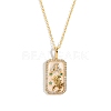 Brass Micro Pave Cubic Zirconia Rectangle with Constellation Pendant Necklaces PW-WG95654-05-1