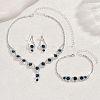 Teardrop Brass Rhinestone Necklaces & Link Bracelets & Stud Earring Sets FS-WGE0FD5-06-3