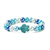 2Pcs 2 Colors 8mm Round Baking Paint Pearlized Glass Pearl Beaded Stretch Bracelet Sets BJEW-JB10899-3