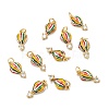Brass Micro Pave Clear Cubic Zirconia Charms ZIRC-A020-04G-2