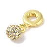Rack Plating Brass Micro Pave Clear Cubic Zirconia European Dangle Charms KK-S380-25G-2