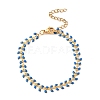 Enamel Ear of Wheat Link Chains Bracelet BJEW-P271-02G-2