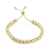 Adjustable Brass Round Beaded Slider Bracelets BJEW-D039-31B-G-1