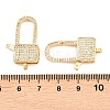 Square Brass Micro Pave Clear Cubic Zirconia Lobeter Claw Clasps KK-C162-018G-3