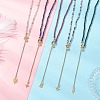 2.5MM Faceted Round Natural Tourmaline & Fluorite & Garnet & Obsidian & Lapis Lazuli Beaded Lariat Necklaces NJEW-JN05874-1