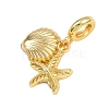 Brass Starfish Shell Shape European Dangle Charms KK-I352-22G-2