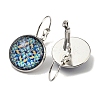 Flower Glass Leverback Earrings with Brass Earring Pins EJEW-Q798-01M-2