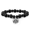 Yoga Natural Lava Rock Round Beads Charm Bracelets SH1443-1-1
