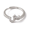 Rack Plating Brass Cubic Zirconia Arabic Letters Adjustable Rings for Women RJEW-S407-10P-12-2