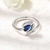 Brass Micro Pave Cubic Zirconia Cuff Open Rings for Women RJEW-L343-01P-05-1