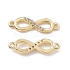 Brass Micro Pave Clear Cubic Zirconia Connector Charms KK-E068-VB388-1