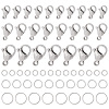 SUNNYCLUE 120Pcs 3 Styles 304 Stainless Steel Lobster Claw Clasps with 120Pcs 3 Styles Open Jump Rings STAS-SC0004-88-1