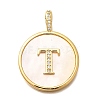 Rack Plating Brass Micro Pave Clear Cubic Zirconia Pendants with Shell KK-M309-42G-T-1