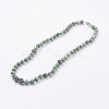 Natural Green Spot Jasper Beaded Necklaces and Polymer Clay Rhinestone NJEW-F174-05F-1