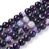 Natural Striped Agate/Banded Agate Beads Strands G-G582-10mm-52-1