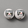 Printed Cat Wood European Beads WOOD-TAC0011-35A-2