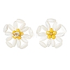 Natural Shell Braided Flower Stud Earrings EJEW-TA00093-3