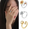 4Pcs 4 Style Cubic Zirconia Rotatable Cuff Ring for Calming Worry RJEW-SZ0001-14-6