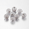 Brass Cubic Zirconia Beads X-ZIRC-F001-02P-1