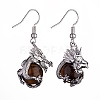 Natural Tiger Eye Dragon Dangle Earrings EJEW-A092-06P-02-1