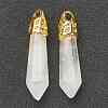 Bullet Natural Quartz Crystal Pointed Pendants G-E332-C28-G-1