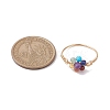 Flower Natural Gemstone Finger Rings RJEW-JR00713-02-3