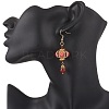 Lantern 304 Stainless Steel Synthetic Imperial Jasper Dangle Earrings EJEW-MZ00609-05-3