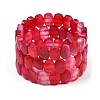 Dyed & Heated Natural Agate Oval Beaded Stretch Bracelet G-E010-01-17-1